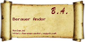 Berauer Andor névjegykártya